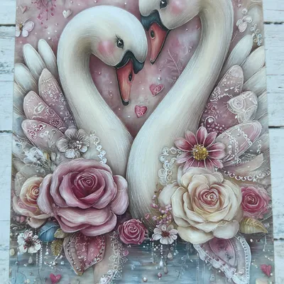 Carte postale couple de cygnes 